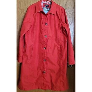 Lands End Women’s Orange Trench Rain Coat Plus size  1X (16-18) Lined